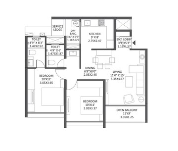  2 BHK Apartment at Mantra Mesmer, Keshav Nagar – for Rent