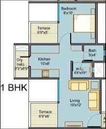 Floor plan of 2 BHK 478 Sq. Ft. Apartment in Mantra Parkview, Pune