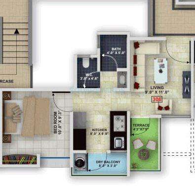 mantra residency apartment 1bhk 550sqft1