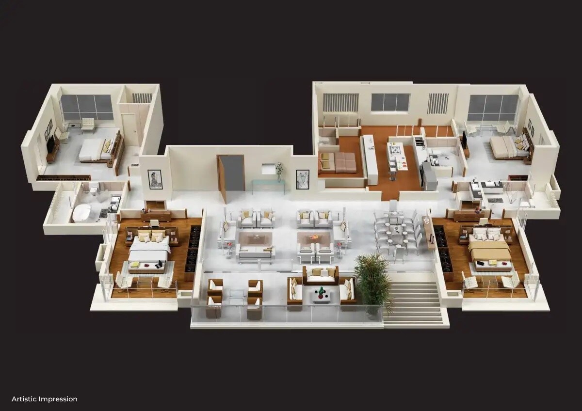 Floor plan of 4 BHK 4665 Sq. Ft. Apartment in Mantri Casa Jewel, Pune