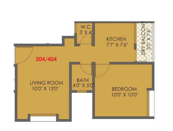Floor plan of 1 BHK 253 Sq. Ft. Apartment in Maple Aapla Ghar Chakan, Pune