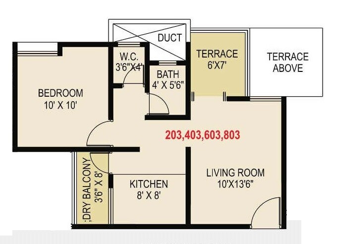 Floor plan of 1 BHK 368 Sq. Ft. Apartment in Maple Aapla Ghar Chakan, Pune