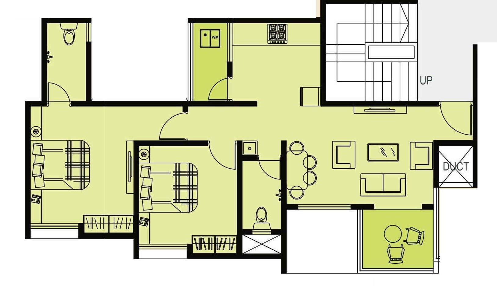 Floor plan of 2 BHK 588 Sq. Ft. Apartment in Maple Aapla Ghar Chakan, Pune