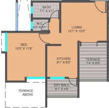 Floor plan of 1 BHK 341 Sq. Ft. Apartment in Maple Aapla Ghar Lonikand, Pune