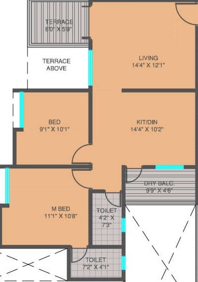 Floor plan of 2 BHK 556 Sq. Ft. Apartment in Maple Aapla Ghar Lonikand, Pune