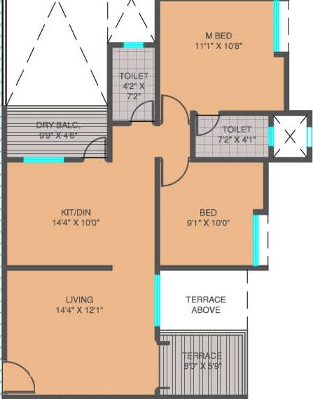 2 BHK 571 Sq. Ft. Apartment