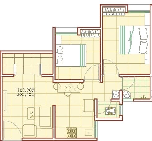 Floor plan of 2 BHK 476 Sq. Ft. Apartment in Maple Aapla Ghar Talegaon, Pune