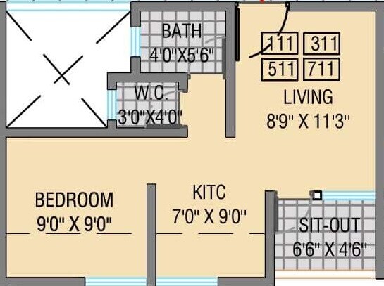 Floor plan of 1 BHK 247 Sq. Ft. Apartment in Maple Aapla Ghar Talegaon Dhamdhere, Pune