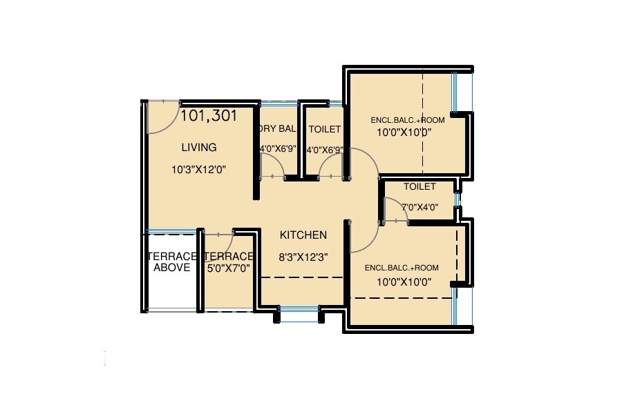 2 BHK 516 Sq. Ft. Apartment