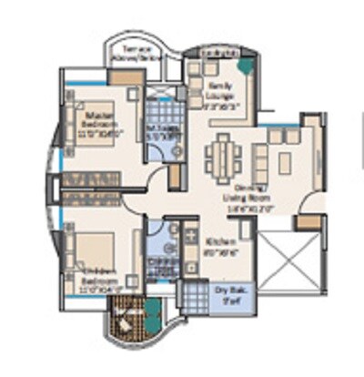 Floor plan of 2 BHK 676 Sq. Ft. Apartment in Marimagnum Mi Casa, Pune