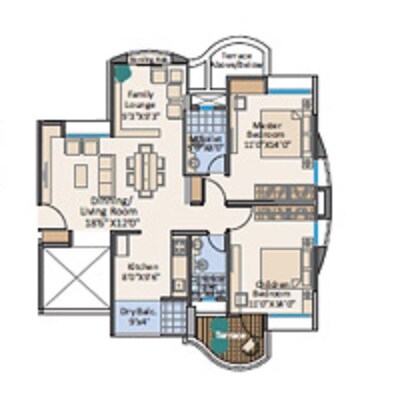 Floor plan of 2 BHK 724 Sq. Ft. Apartment in Marimagnum Mi Casa, Pune