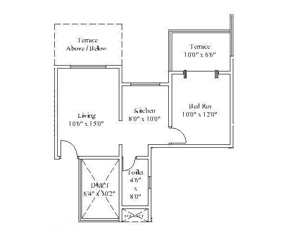 Floor plan of 1 BHK 449 Sq. Ft. Apartment in Mark Ventures Celebration County, Pune