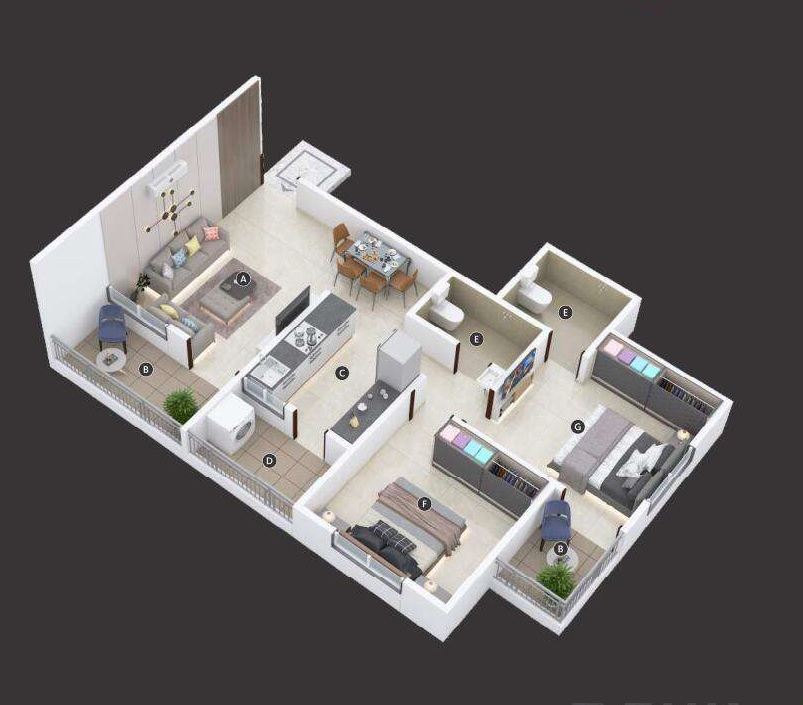 2 BHK 560 Sq. Ft. Apartment in Marne Maithili Square