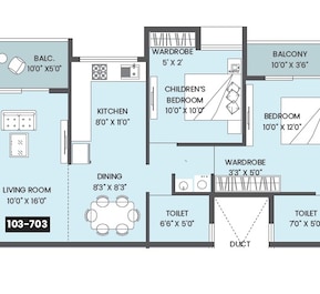 2 BHK 787 Sq. Ft. Apartment in Maruti 7 Verve