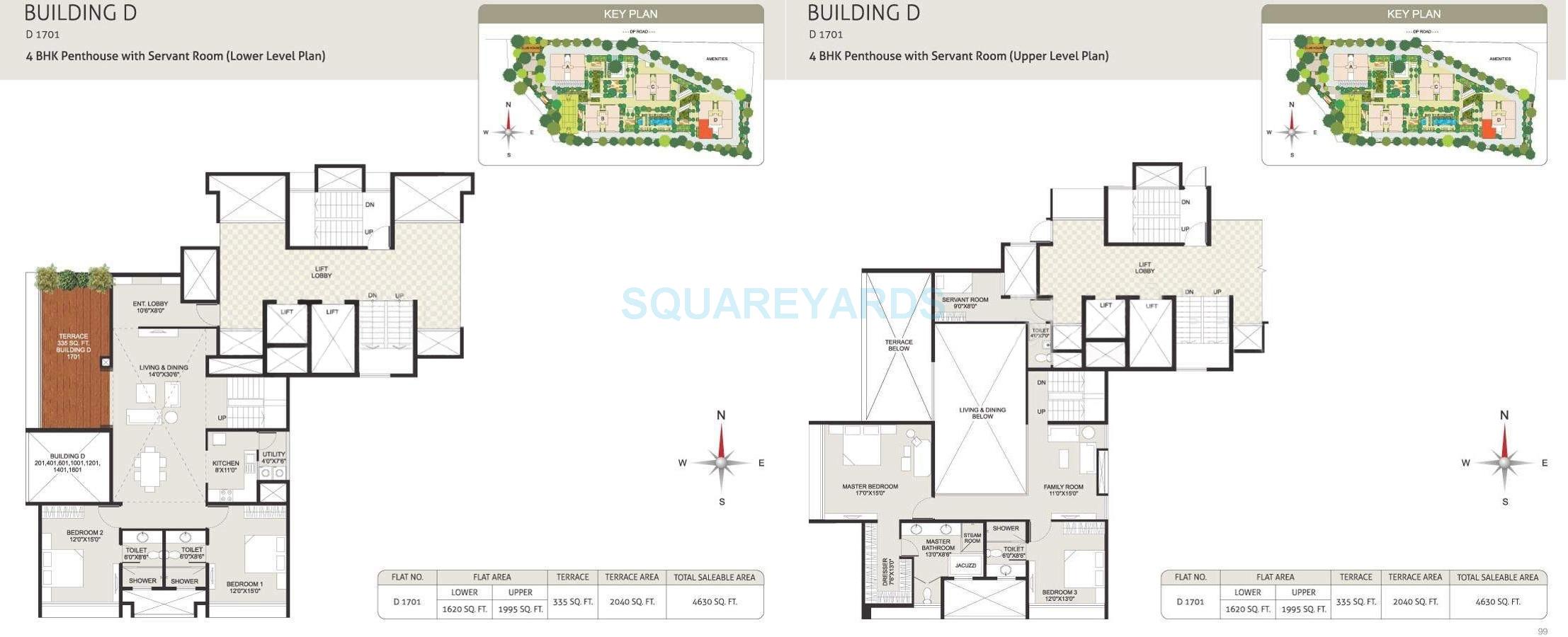 Floor plan of 4 BHK 4630 Sq. Ft. Apartment in Marvel Albero, Pune