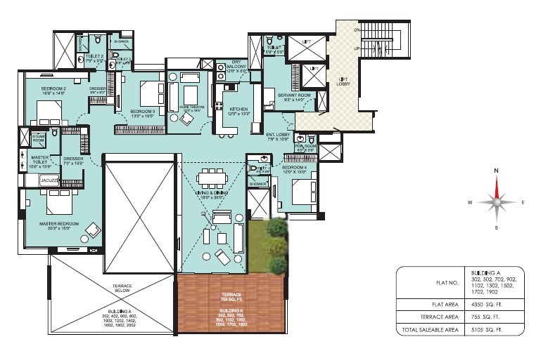 Floor plan of 4 BHK Apartment - 4277 sq. ft. in Marvel Aquanas, Pune