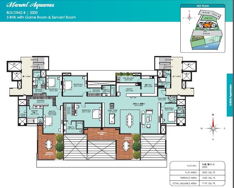 Floor plan of 5 BHK Apartment - 4202 sq. ft. in Marvel Aquanas, Pune