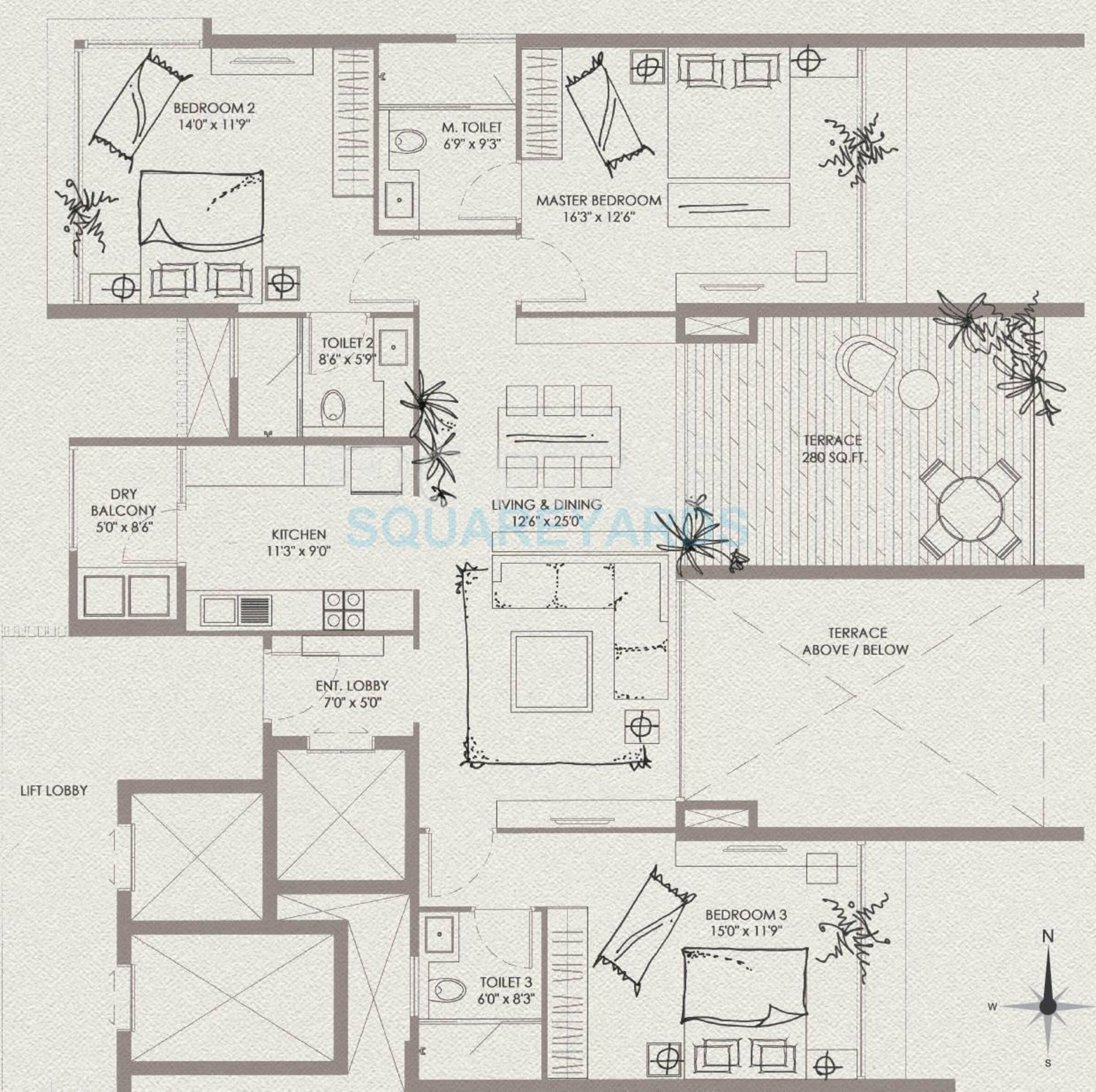 marvel basilo apartment 3bhk 1945sqft 10143