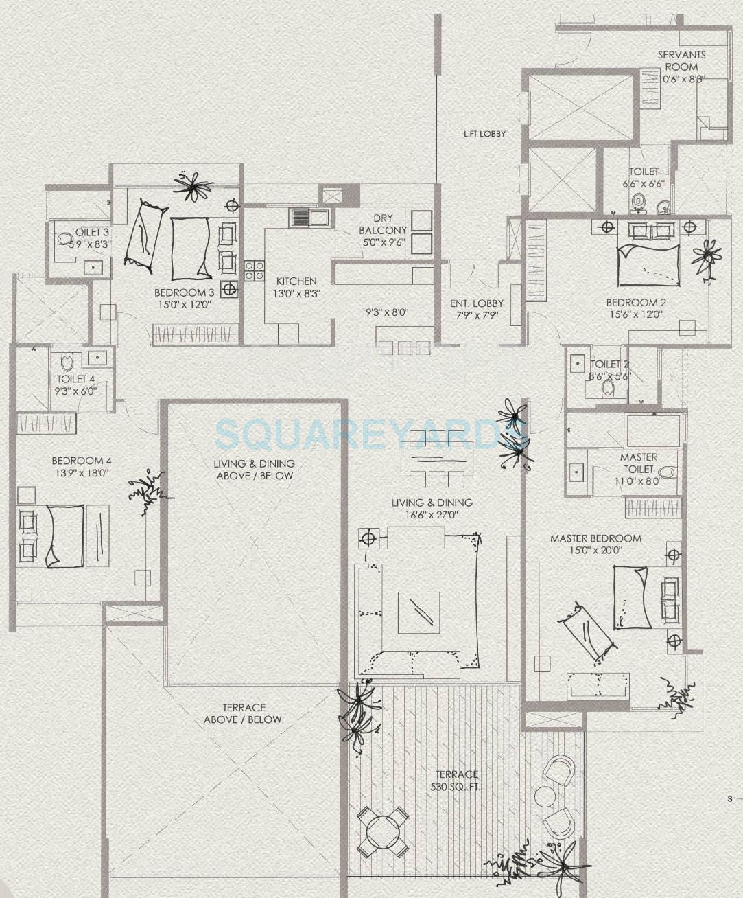 4 BHK 4332 Sq. Ft. Penthouse