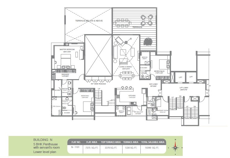 Floor plan of 5 BHK 10390 Sq. Ft. Apartment in Marvel Bounty 2, Pune