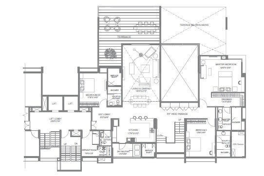 Floor plan of 5 BHK 9660 Sq. Ft. Apartment in Marvel Bounty 2, Pune