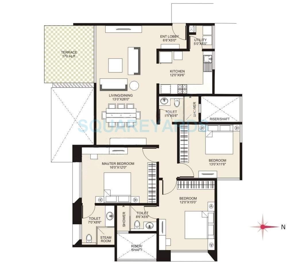 Other, marvel-cerise 3 Bedroom 2100 Sq.Ft. Apartment In Kharadi Pune 8955308