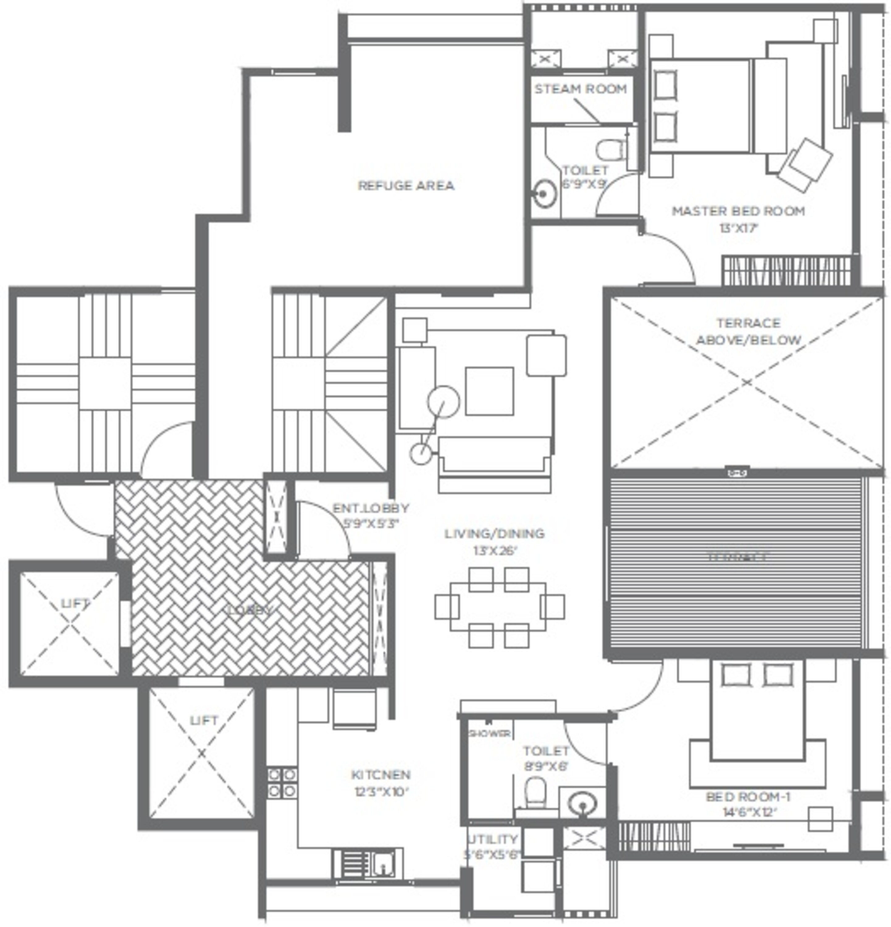 2 BHK 970 Sq. Ft. Apartment in Marvel Cestella