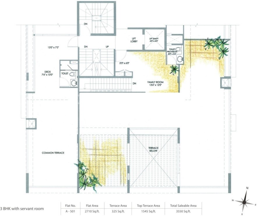 Floor plan of 3 BHK 3725 Sq. Ft. Apartment in Marvel Claro, Pune