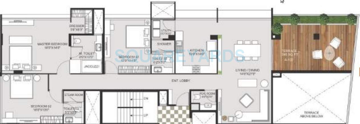 Floor plan of 3 BHK 2405 Sq. Ft. Apartment in Marvel Crest, Pune