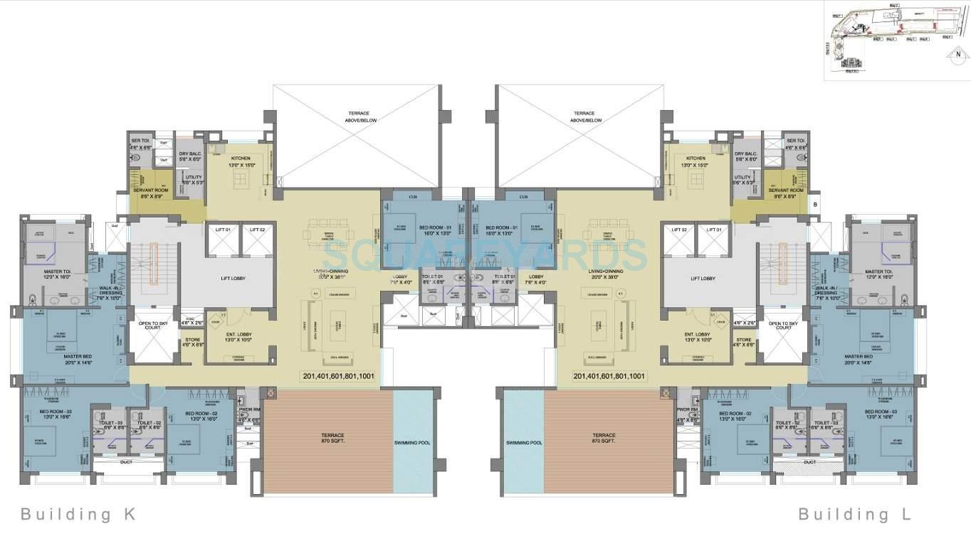 Floor plan of 4 BHK Apartment - 5999 sq. ft. in Marvel Diva 2, Pune