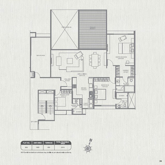 Floor plan of 2 BHK 2310 Sq. Ft. Apartment in Marvel Izara, Pune