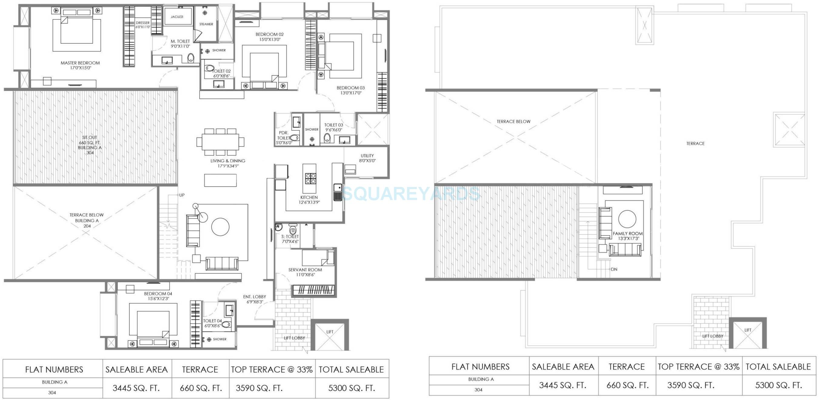 Floor plan of 4 BHK 2274 Sq. Ft. Apartment in Marvel Piazza, Pune
