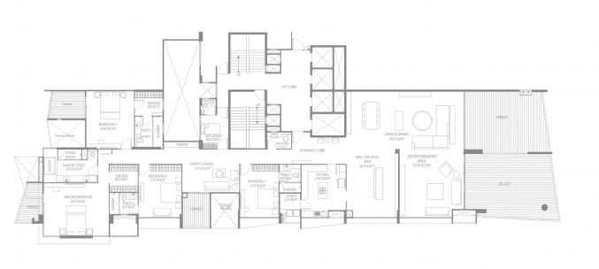 Floor plan of 5 BHK 4369 Sq. Ft. Apartment in Marvel Ribera, Pune