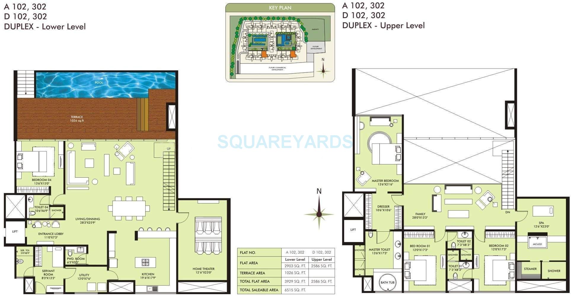 Floor plan of 4 BHK 2909 Sq. Ft. Apartment in Marvel Sangria, Pune