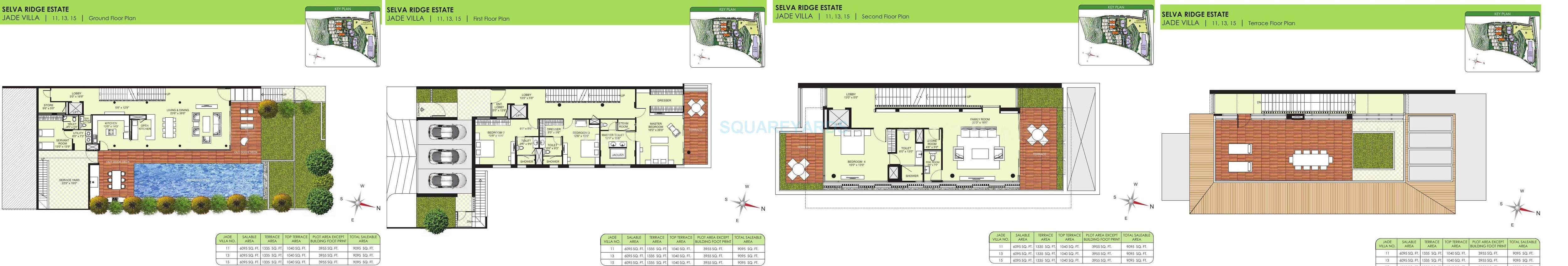 Floor plan of 4 BHK 9095 Sq. Ft. Villa in Marvel Selva Ridge Estate Villa, Pune