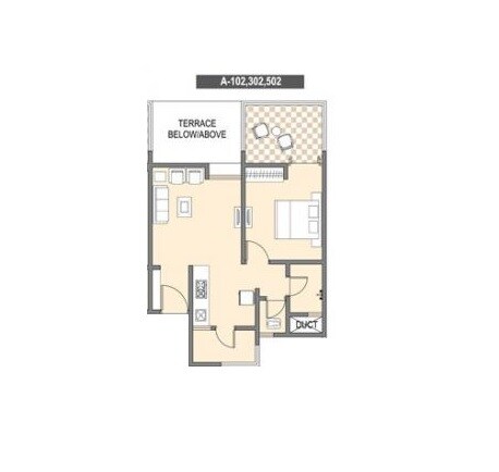 Floor plan of 1 BHK 335 Sq. Ft. Apartment in Mavens Viaan, Pune