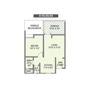 Floor plan of 1 BHK 448 Sq. Ft. Apartment in Mavens Viaan, Pune