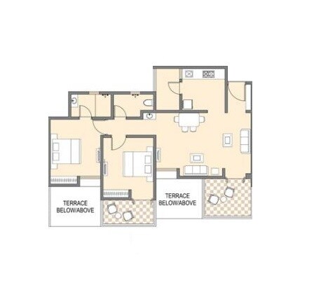 Floor plan of 2 BHK 479 Sq. Ft. Apartment in Mavens Viaan, Pune
