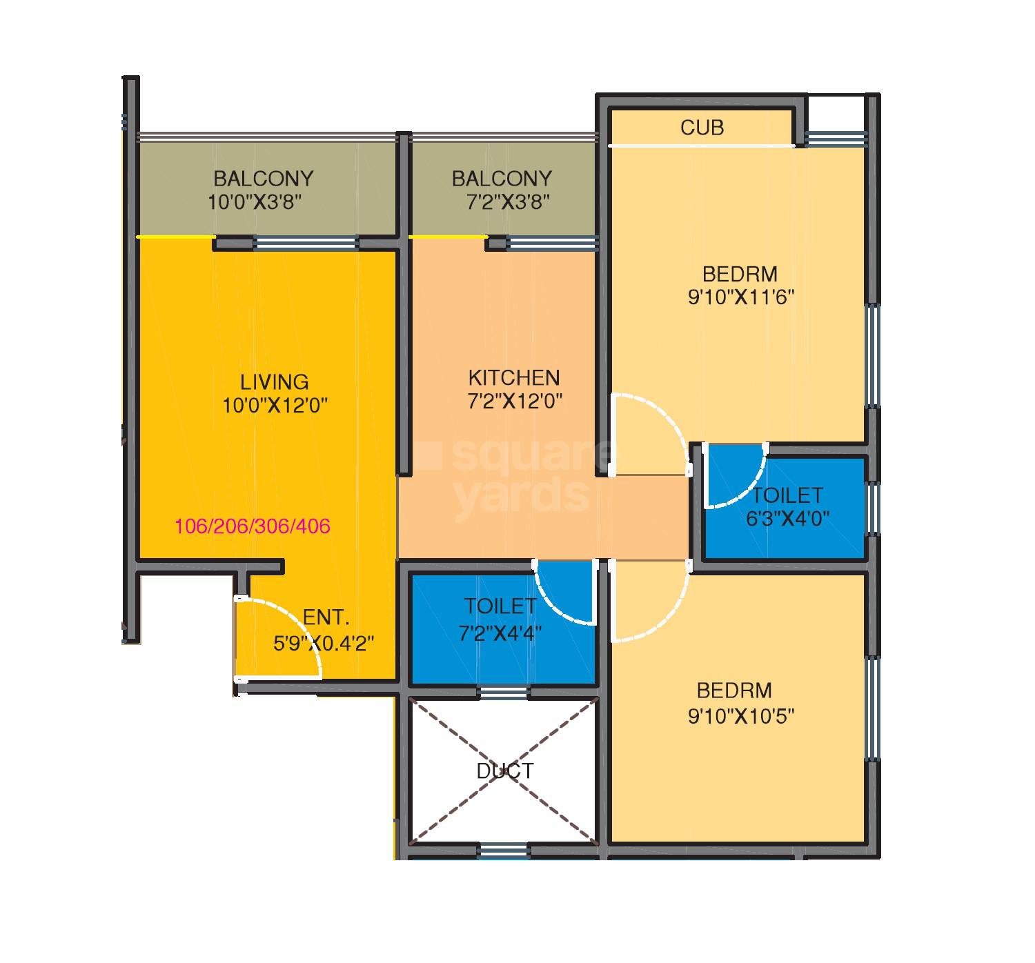 2 BHK 650 Sq. Ft. Apartment