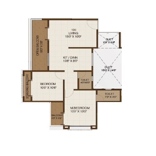 Floor plan of 1 BHK 486 Sq. Ft. Apartment in Mayuri Adhinathpuram, Pune