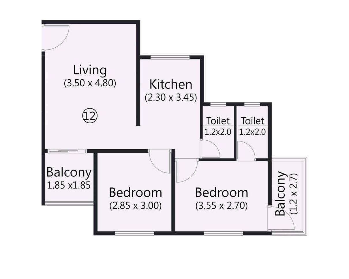 2 BHK 699 Sq. Ft. Apartment