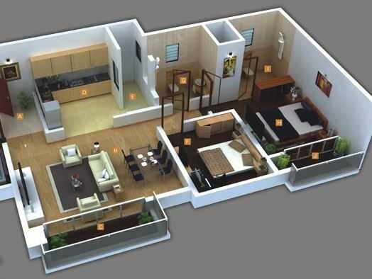 Floor plan of 2 BHK 1124 Sq. Ft. Apartment in Megapolis Sangria Towers, Pune