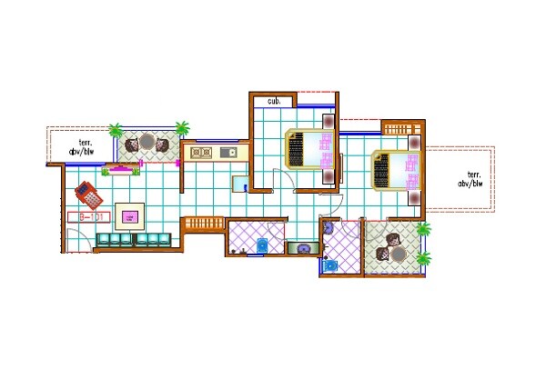Floor plan of 2 BHK 630 Sq. Ft. Apartment in Meghaswana 25 Karat, Pune