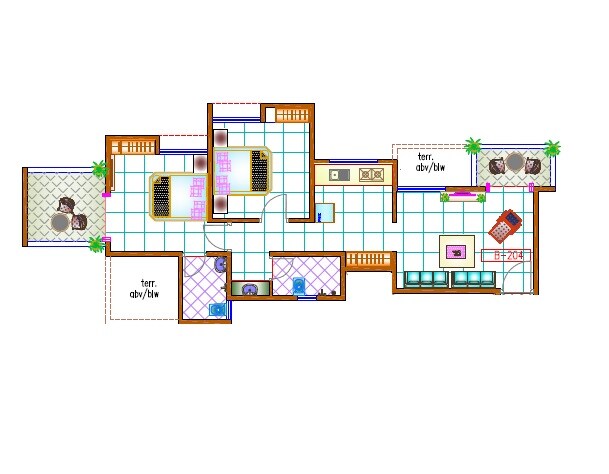 Floor plan of 2 BHK 864 Sq. Ft. Apartment in Meghaswana 25 Karat, Pune