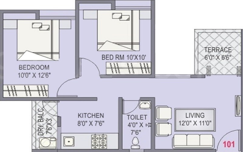 2 BHK 528 Sq. Ft. Apartment