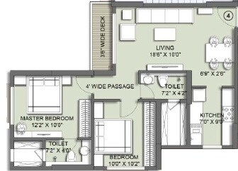 Floor plan of 2 BHK 874 Sq. Ft. Apartment in Meghswana Bhakti Iris, Pune