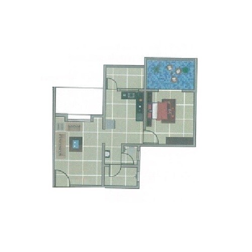 Floor plan of 1 BHK 365 Sq. Ft. Apartment in Mehta Shree Jalaram Park, Pune