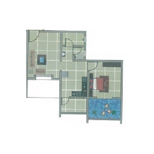 Floor plan of 1 BHK 378 Sq. Ft. Apartment in Mehta Shree Jalaram Park, Pune