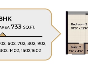 2 BHK 733 Sq. Ft. Apartment in Memar Elara