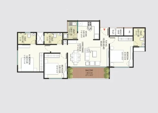 3 BHK 864 Sq. Ft. Apartment in Menlo Delicia